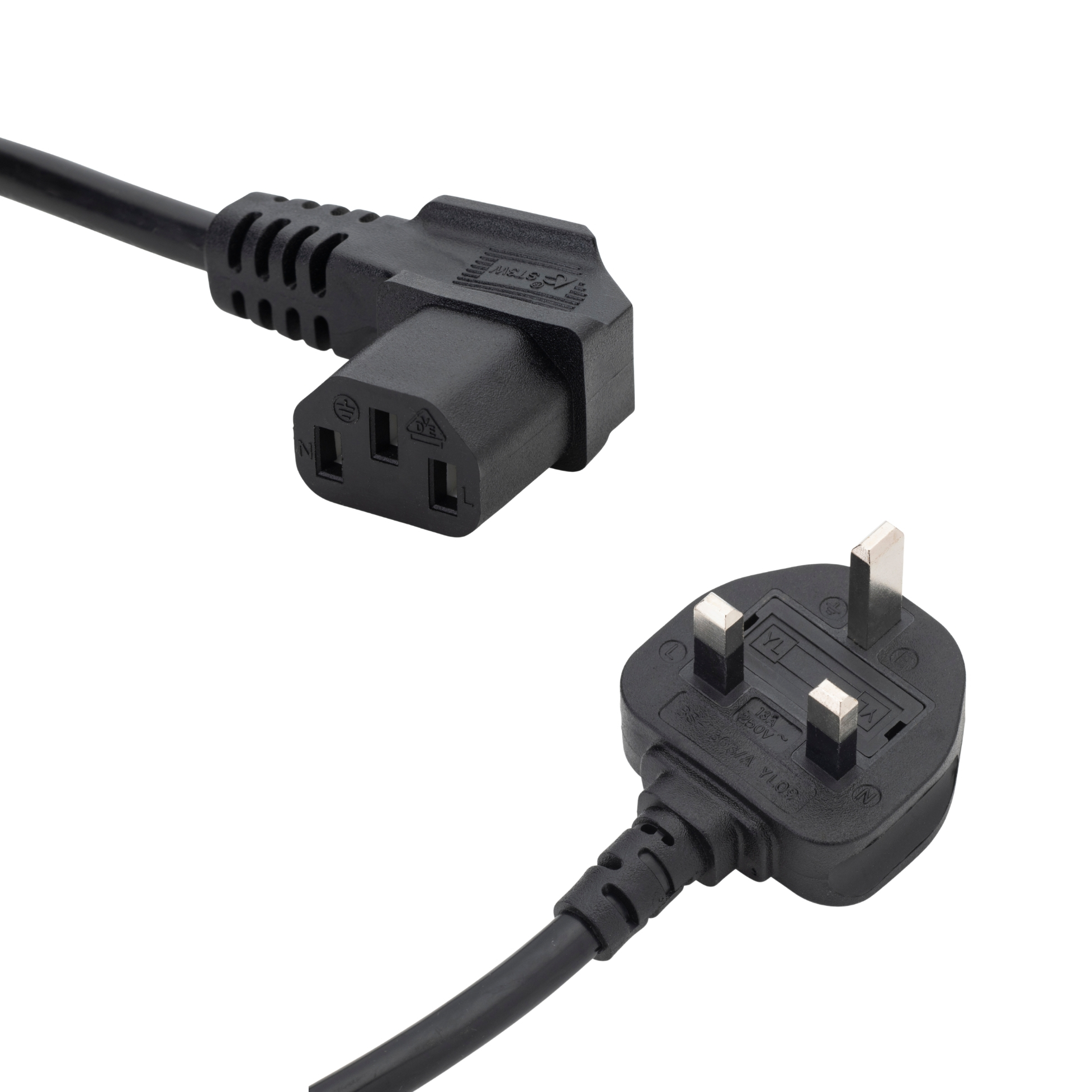 Connektgear 5M Uk Mains Power Cable - Uk Plug To Right Angled C13 Sock