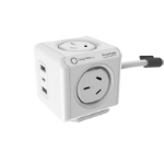 ALLOCACOC PowerCube 4 Power Outlet 2 USB A and 1 USB C 20W charging outlets | 1.5m White