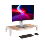 ProperAV Height Adjustable Monitor Riser Stand with Drawer - Wood