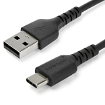 StarTech.com 2m USB A to USB C Charging Cable - Durable Fast Charge & Sync USB 2.0 to USB Type C Data Cord - Rugged TPE Jacket Aramid Fiber M/M 3A Black - Samsung S10, iPad Pro, Pixel