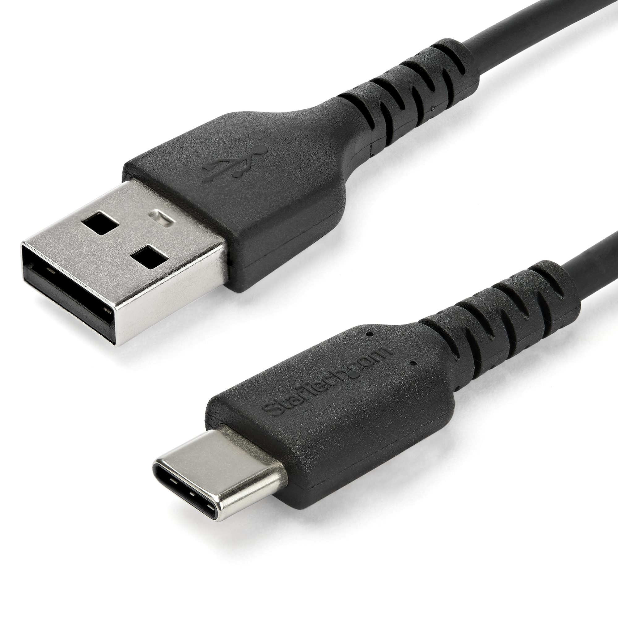 StarTech.com 1m USB A to USB C Charging Cable - Durable Fast Charge & Sync USB 2.0 to USB Type C Data Cord - Rugged TPE Jacket Aramid Fiber M/M 3A Black - Samsung S10, iPad Pro, Pixel