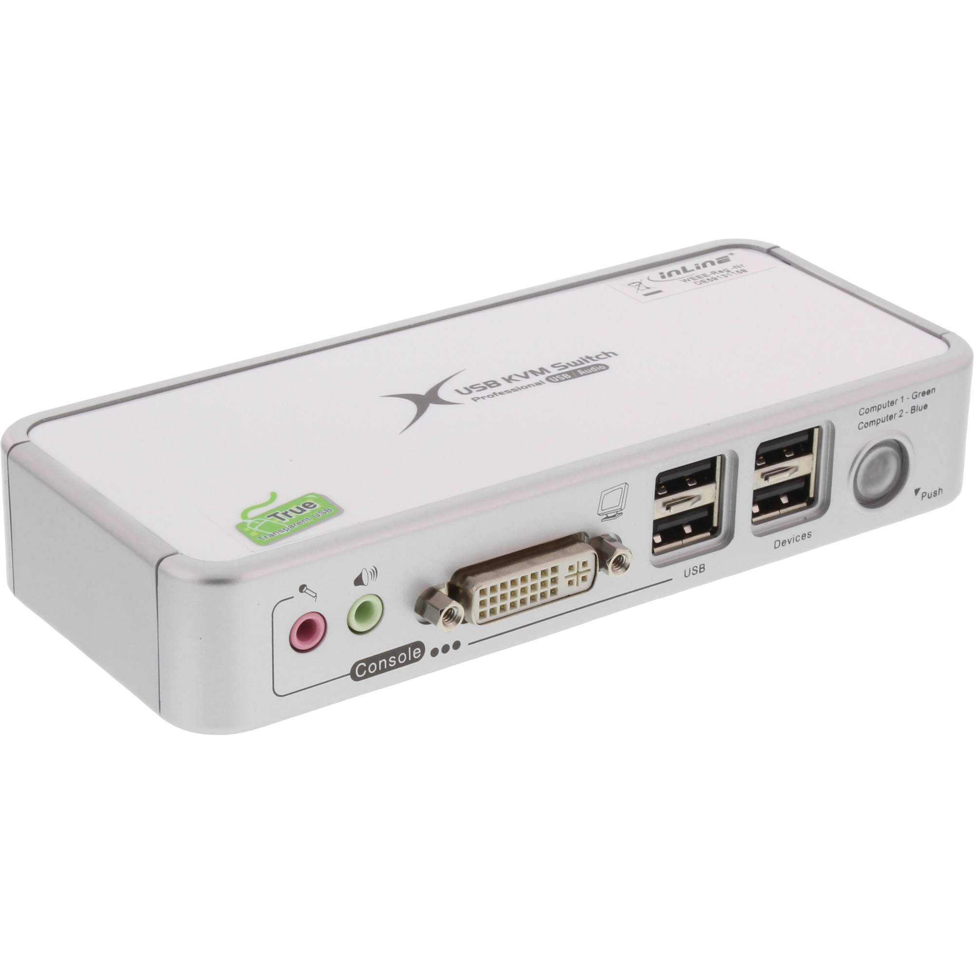 61602C INLINE INC KVM Switch - DVI - 2-fach - USB (4-fach) - mit Audio