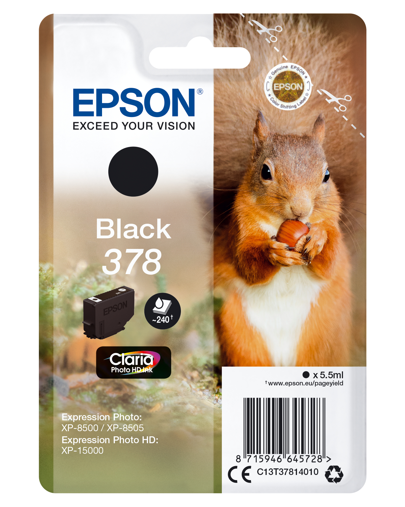 Epson C13T37814020/378 Ink cartridge black Blister Radio Frequency...