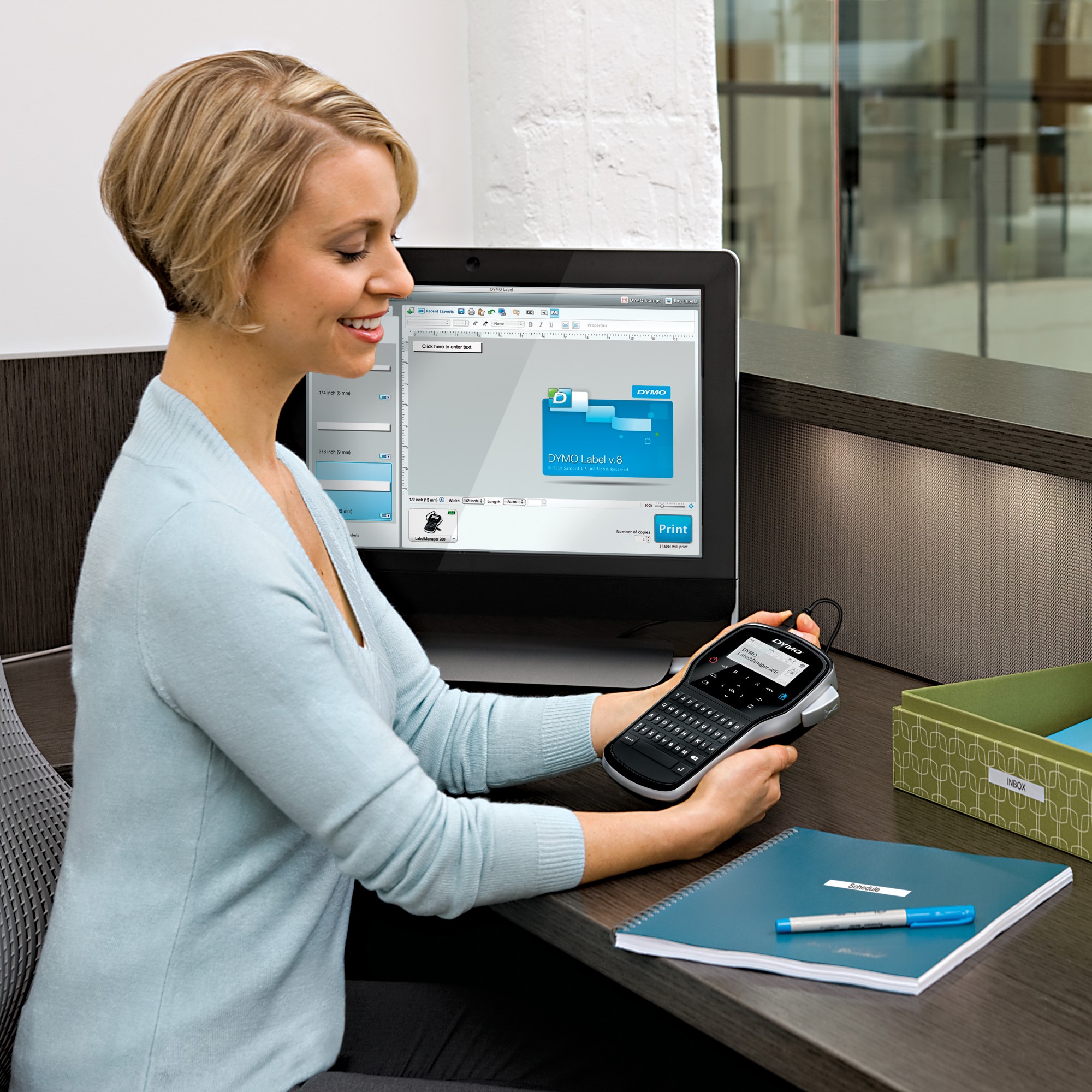 DYMO LabelManager 280 Rechargeable Handheld Label Maker Kit | QWERTY Keyboard | with 2 Rolls of D1 Labels & Carrying Case