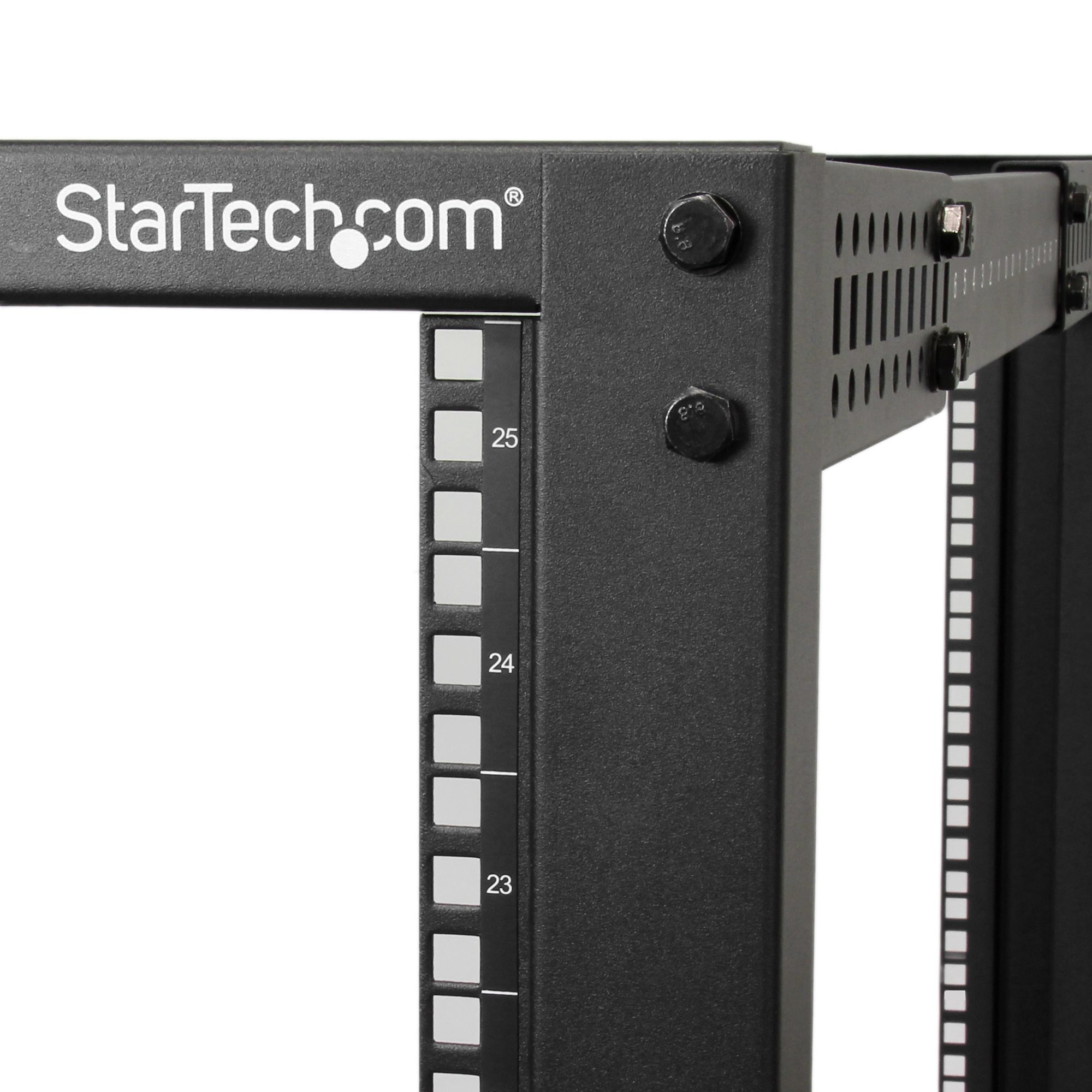 StarTech.com 25U Adjustable Depth Open Frame 4 Post Server Rack w/ Casters / Levelers and Cable Management Hooks