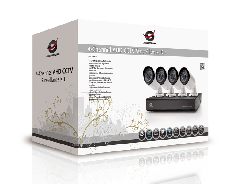 Conceptronic Kit de vigilancia AHD CCTV de cuatro canales, 4 en el stock de  distribuidores/mayoristas para que lo vendan comercializadores - Stock In  The Channel