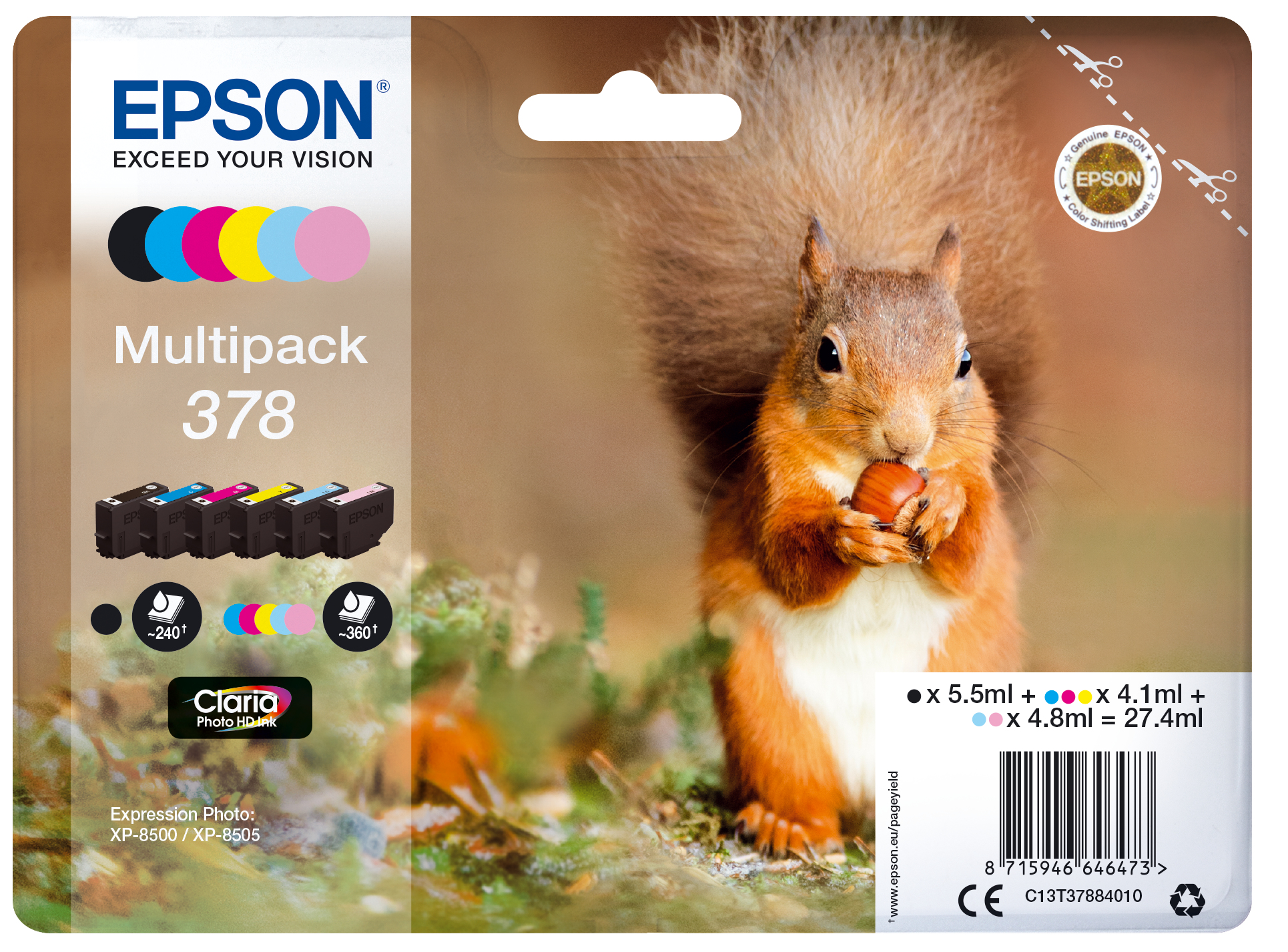 Image of Epson C13T37884010/378 Ink cartridge multi pack Bk,C,M,Y,LC,LM...
