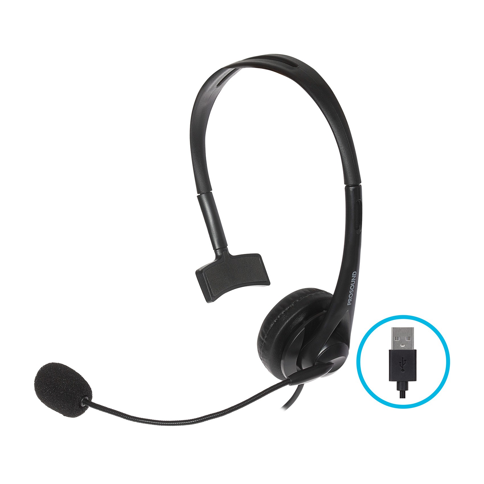 Single Ear Mono USB-A Headset Boom Microphone Noise Cancellation thumbnail