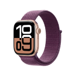 Apple Watch Series 10 GPS + Cellular 42mm Rose Gold Aluminium Case with Plum Sport Loop