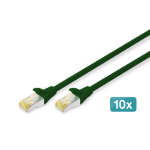 Digitus CAT 6A S/FTP Patch Cables, 0.5 m, Green, 10-Pack