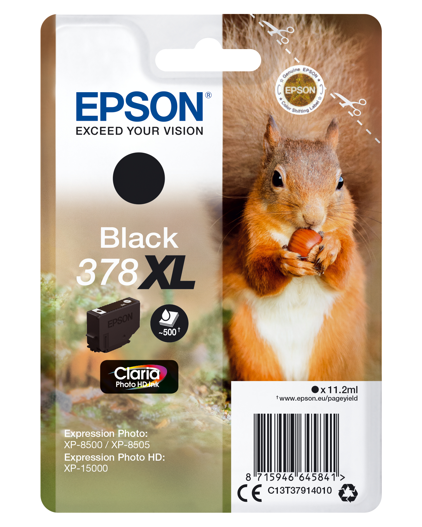 Image of Epson C13T37914010/378XL Ink cartridge black high-capacity, 500...