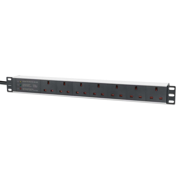 Intellinet Black 19" 1U Pdu 7-Way Uk. Surge Protection. Rackmount. Powe
