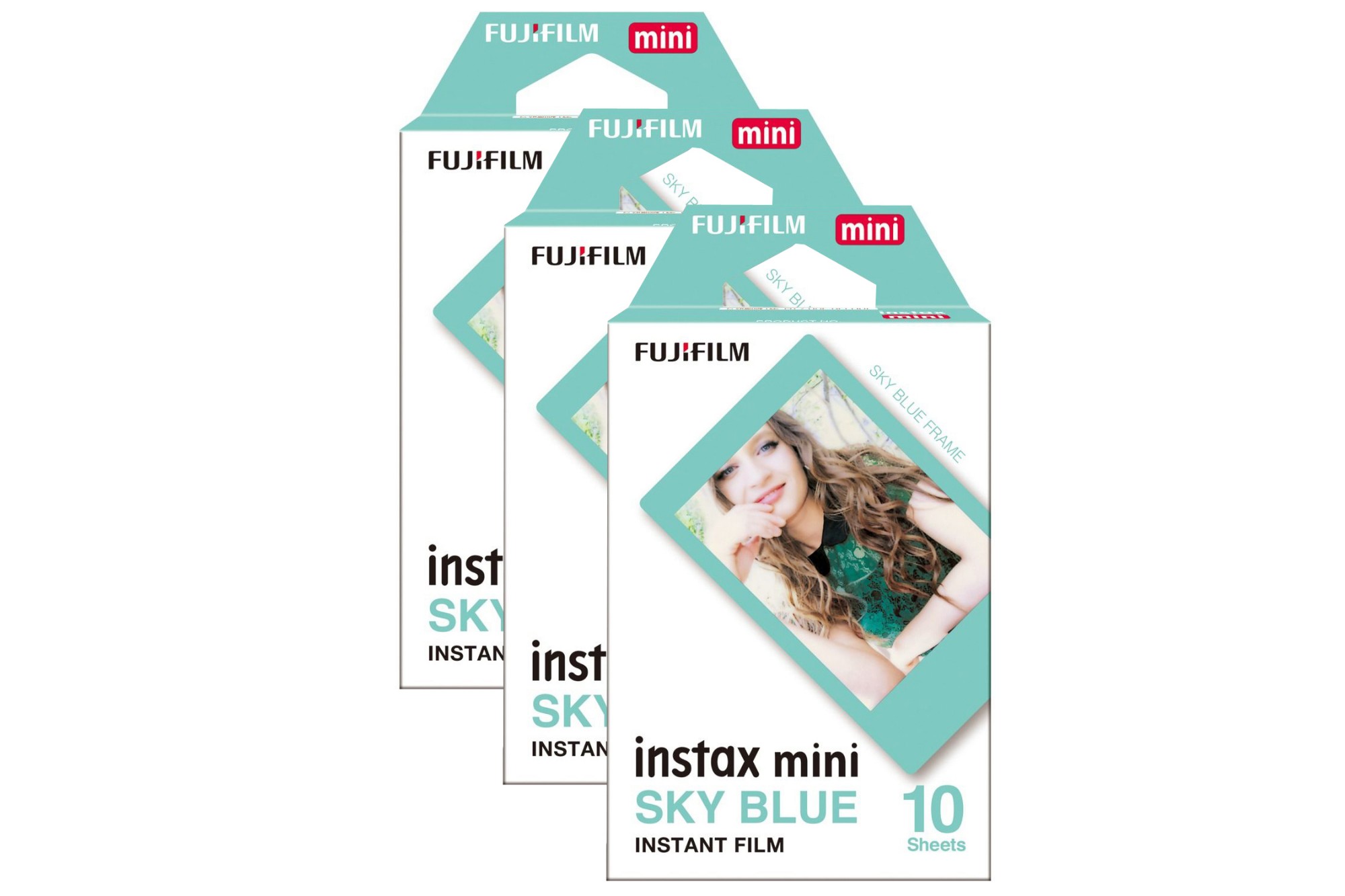 16537055x3 FUJI Instax Mini Instant Photo Film - Sky Blue, 30 Shot Pack