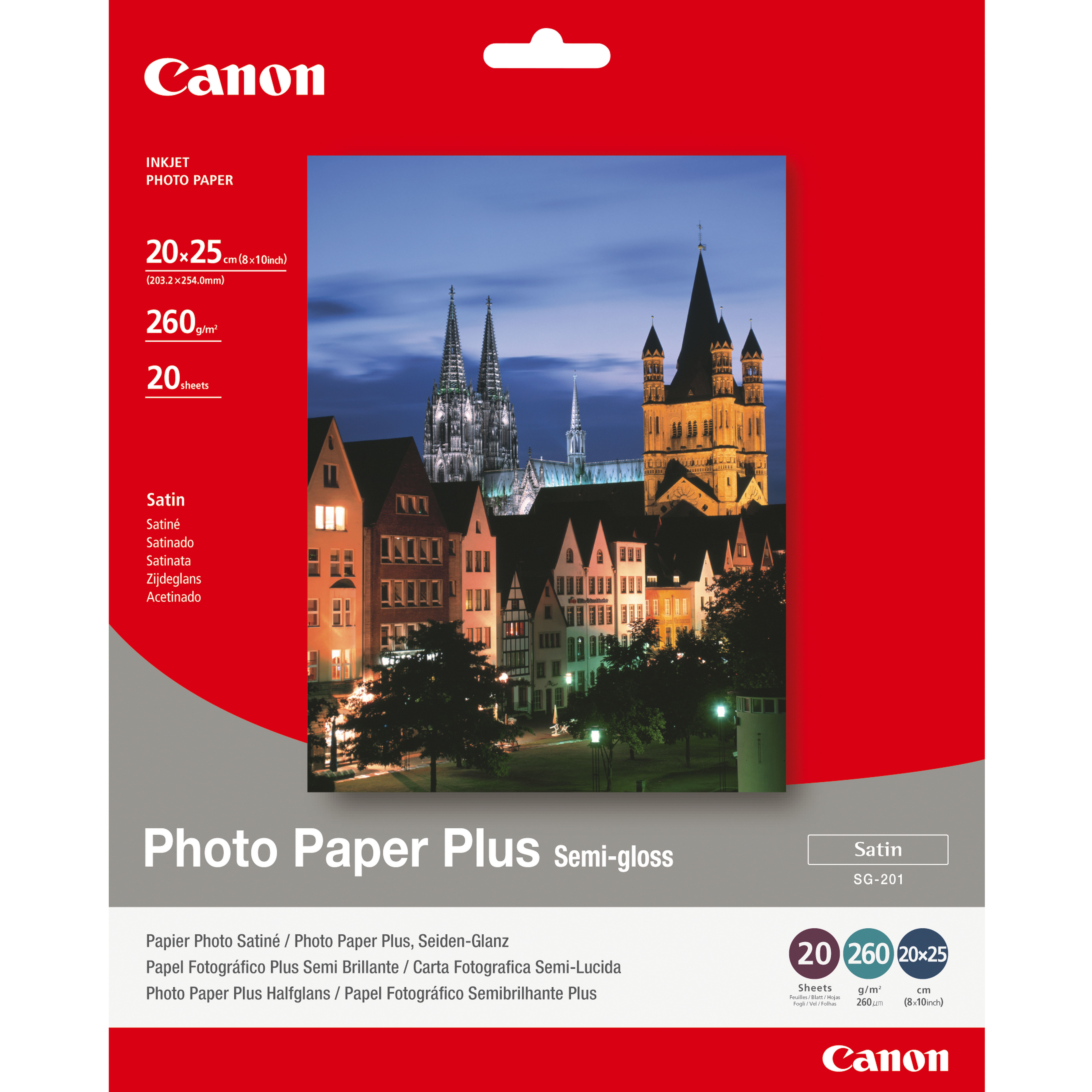 Image of Canon SG-201 Semi-Gloss Photo Paper Plus 8x10" - 20 Sheets