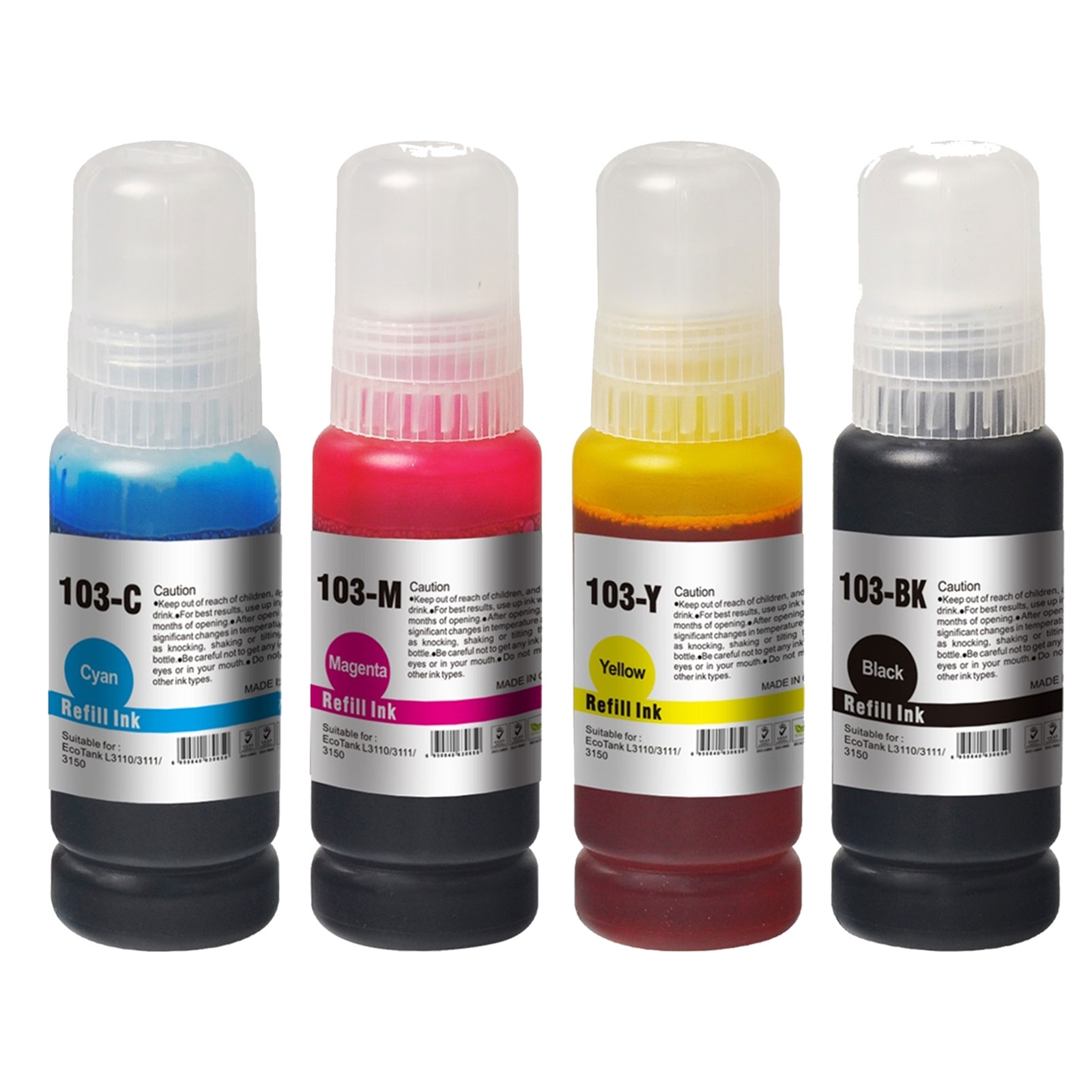 Image of INKLAB 103 Epson Compatible EcoTank Ink Bundle, Black, Cyan,...