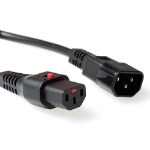 ACT Netsnoer C13 IEC Lock - C14 zwart 1,5 m, PC1003