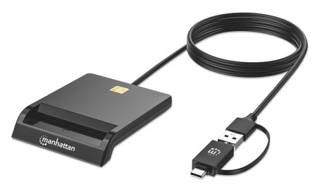 Manhattan USB-A / USB-C combo Smart Card Reader. USB 2.0 Type-C and Ty