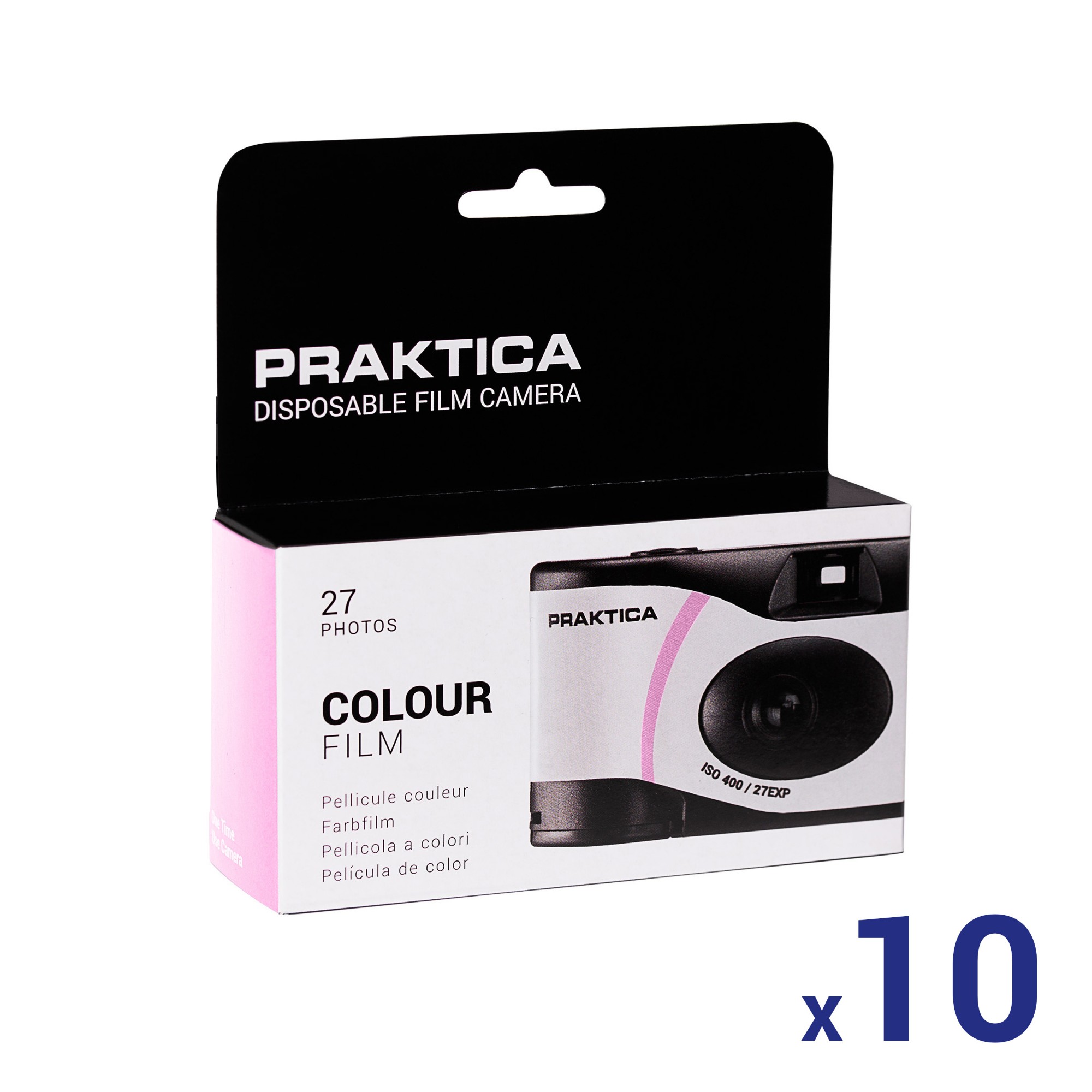 Praktica Single Use Disposable Film Camera with Flash - Pink - Pack of 10