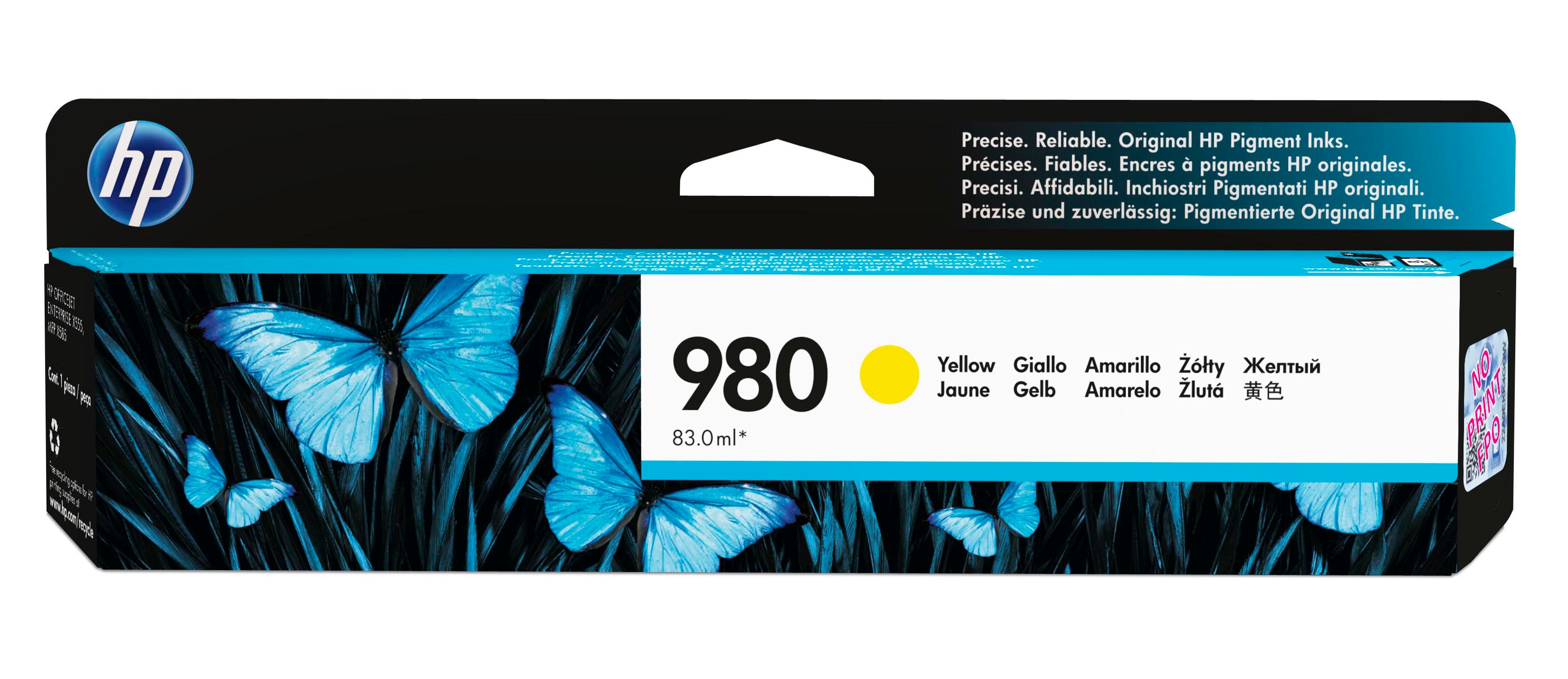 Image of HP D8J09A/980 Ink cartridge yellow, 6.6K pages ISO/IEC 24711 83ml...