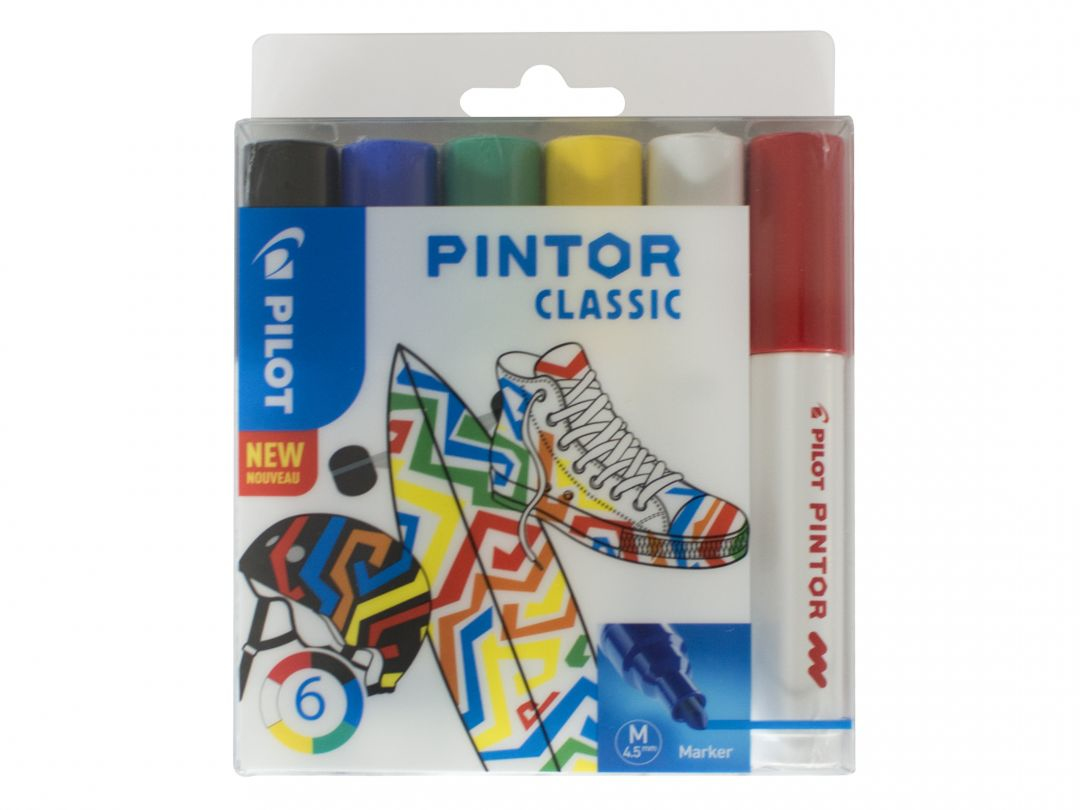 Photos - Felt Tip Pen Pilot Pintor Classic marker 6 pc(s) Bullet tip Black, Blue, Green, Red 313 