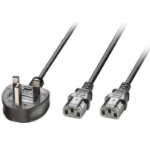 Microconnect PE090425Y power cable Black 2.5 m Power plug type G 2 x C13 coupler