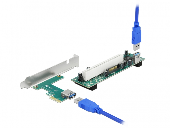 EU Product - Riser Karte PCI Express x1 zu 1 x PCI 32 Bit Slot mit 60 cm Kabel thumbnail