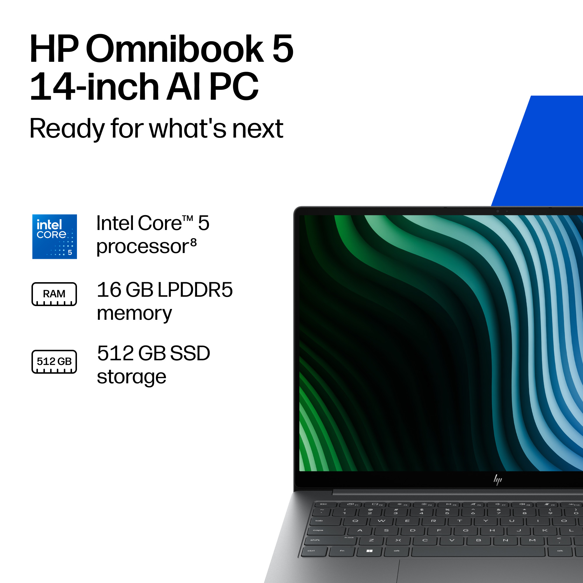 HP OmniBook 5 AI 14" Laptop (E7PL1EA) - Intel Core 5 320, 8GB RAM, 512GB SSD, Windows 11 Home