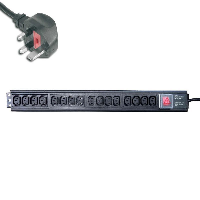 Image of POWERDATA 16 WAY 19 INCH RACK IEC PDU TO 13A PLUG - VERTICAL