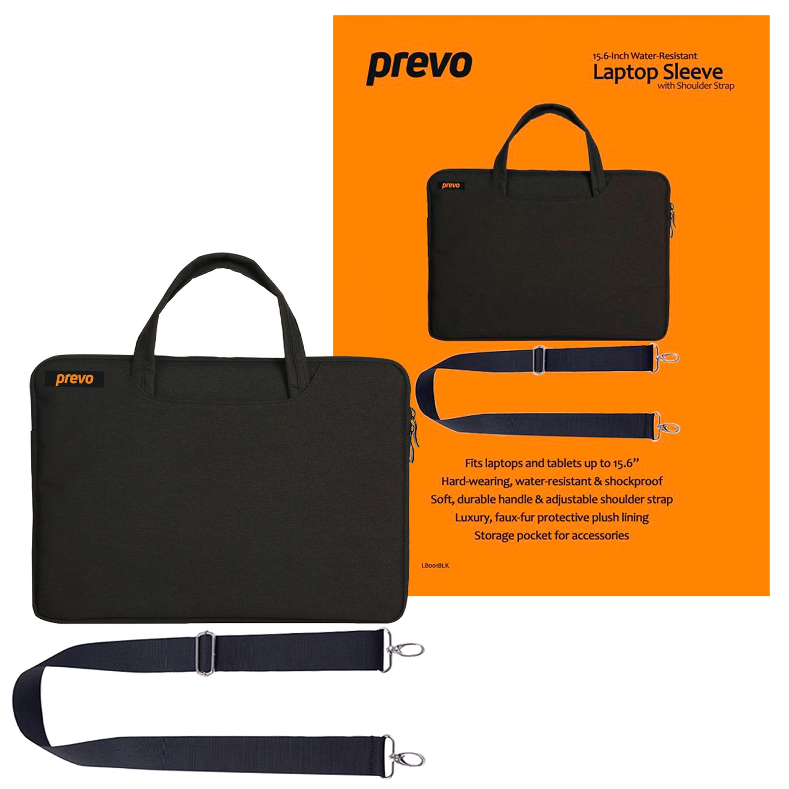 Image of PREVO LB001 notebook case 39.6 cm (15.6") Sleeve case Black