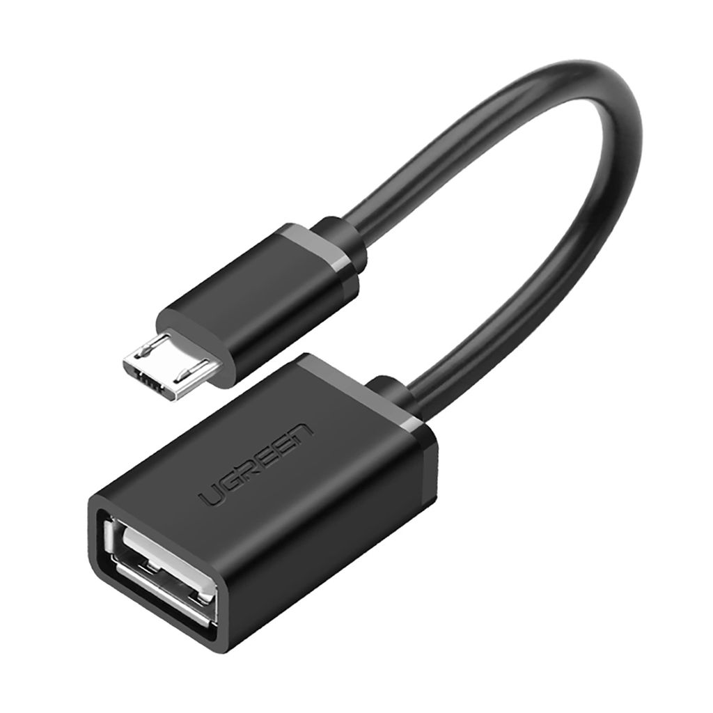 EU Product - Micro USB (Male) to USB-A (Female) OTG Flat Cable, 0.15m - Black thumbnail