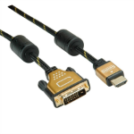 ROLINE 11.04.5893 video cable adapter 5 m HDMI DVI Black, Gold
