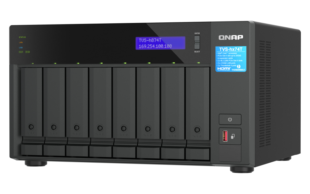 QNAP TVS-h874T NAS Tower Ethernet LAN Black