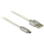DeLOCK 2m, USB2.0-A/USB2.0 Micro-B USB cable USB A Micro-USB B Silver, White