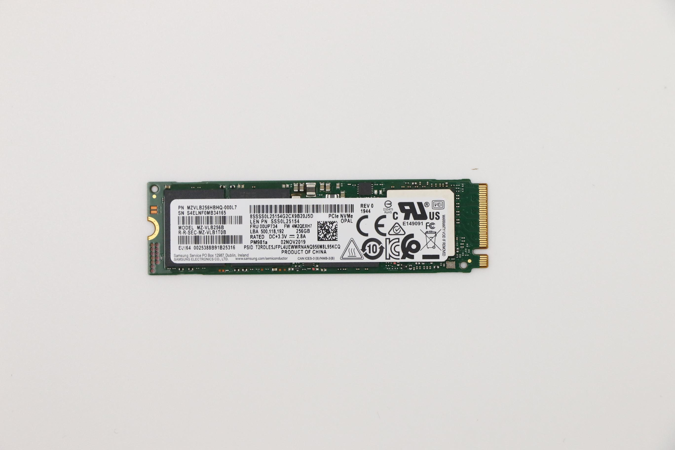 Image of Lenovo 00UP734 internal solid state drive M.2 256 GB PCI Express NVMe