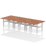 Dynamic Air Back-to-Back W1400 x D800mm Height Adjustable Sit Stand 6 Person Bench Desk With Cable Ports Walnut Finish Silver Frame - HA02156 DD  Chert Nigeria