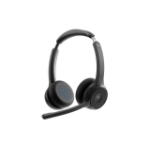 Cisco Headset 722Q, Wireless Dual On-Ear Bluetooth Headphones, Microsoft Teams Button, USB-A HD Bluetooth Adapter, Soft Case, Carbon Black, 1-Year Limited Liability Warranty (HS-WL-721Q-BUNA-C)