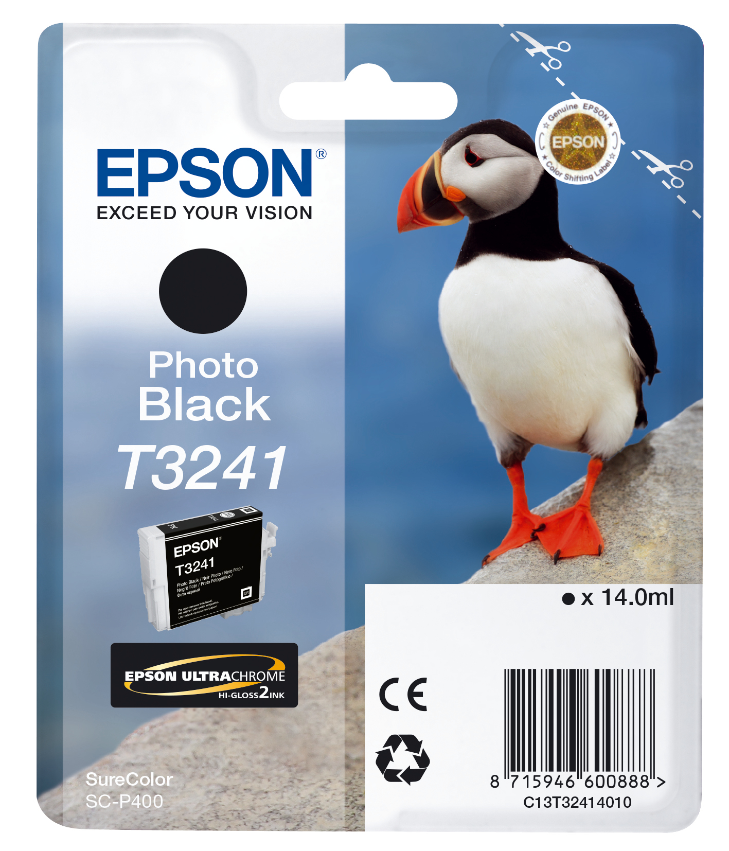 Image of Epson C13T32414010/T3241 Ink cartridge black, 4.2K pages 14ml for...