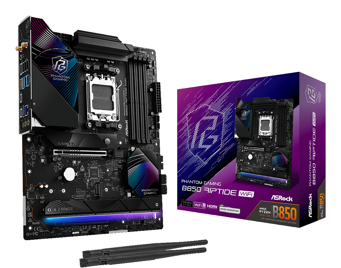 Asrock Phantom Gaming B850 Riptide WiFi AMD B850 Socket AM5 ATX