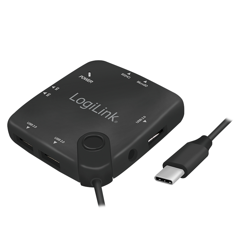 Image of LogiLink UA0344 interface hub USB 2.0 Type-C Black
