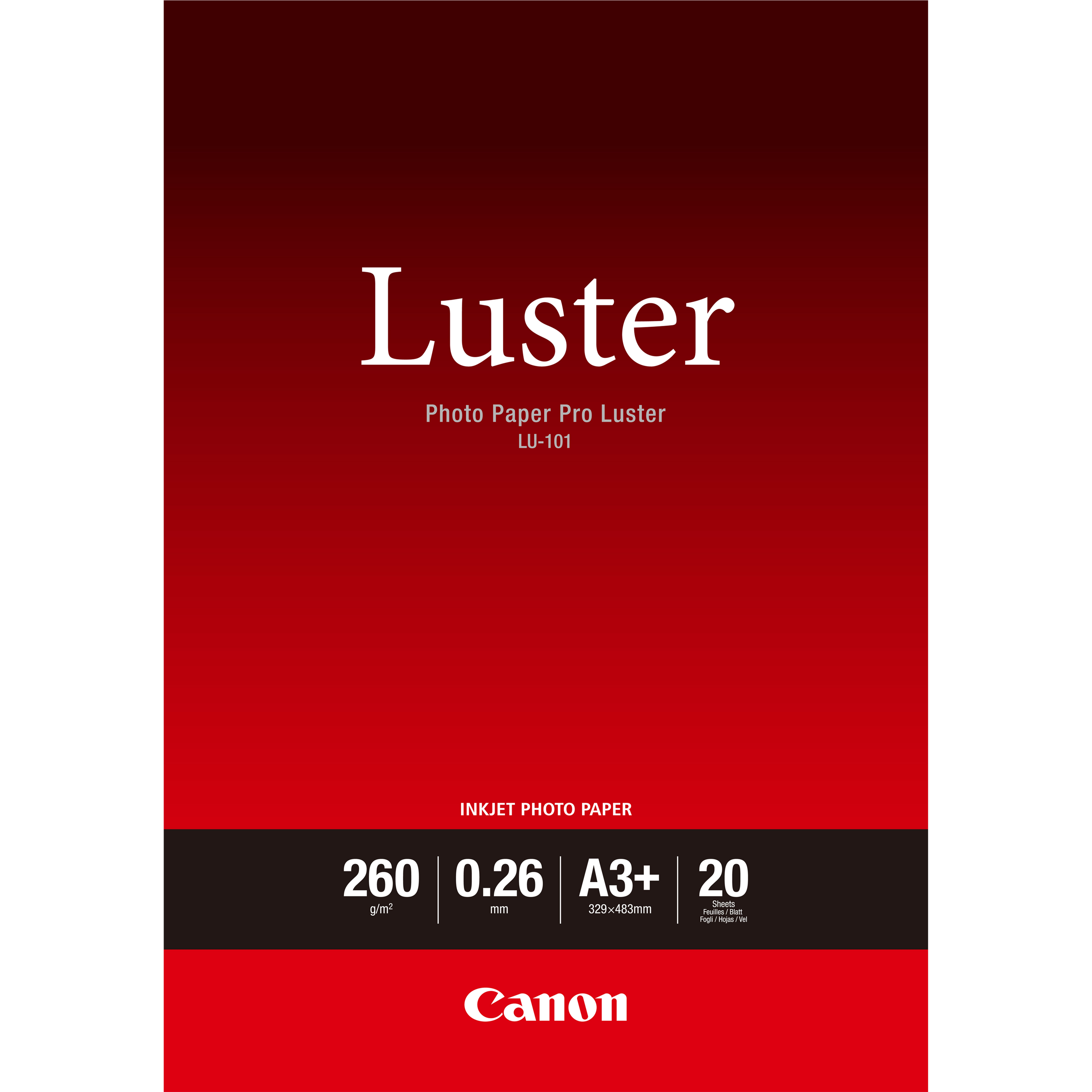 Image of Canon LU-101 Luster Photo Paper Pro A3 Plus - 20 Sheets
