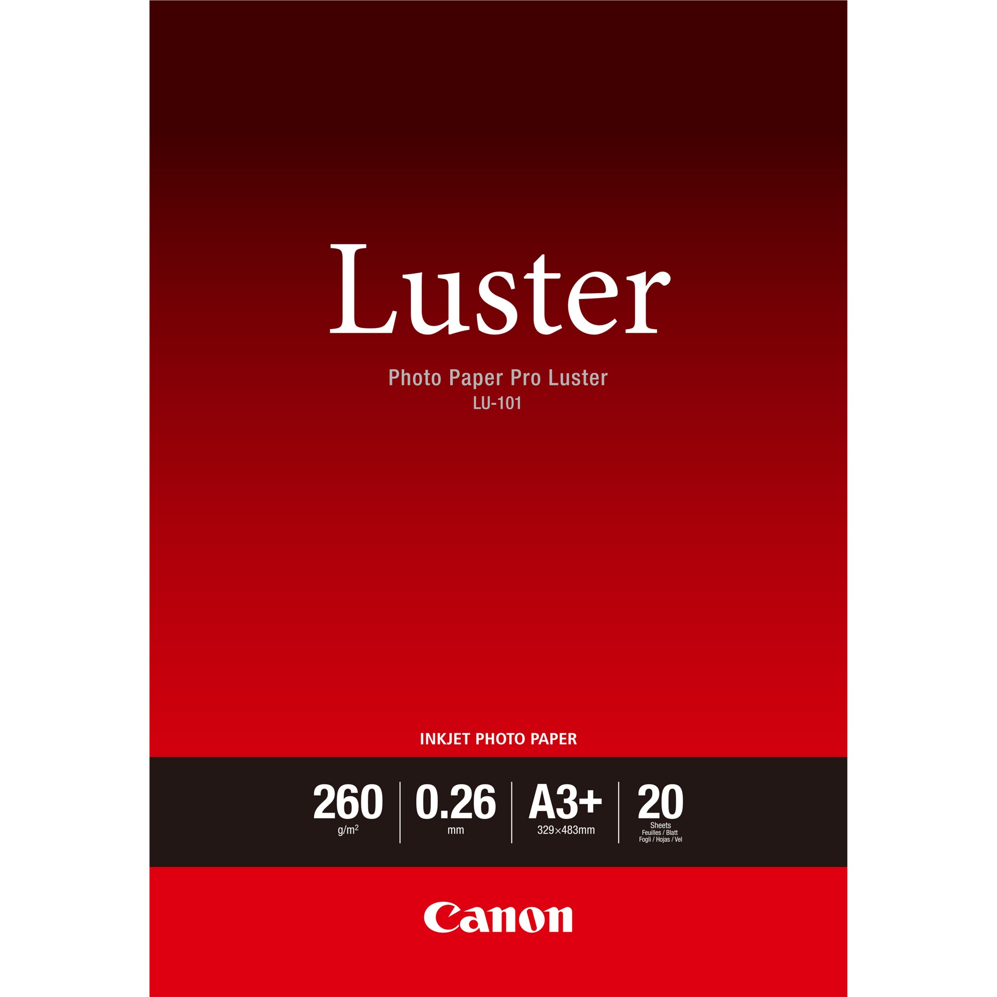 Photos - Office Paper Canon LU-101 Luster Photo Paper Pro A3 Plus - 20 Sheets 6211B008 