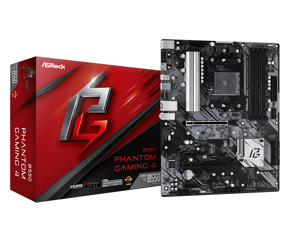 Image of Asrock B550 Phantom Gaming 4 AMD B550 Socket AM4 ATX