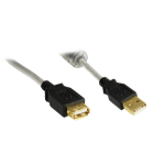 Alcasa USB 2.0/USB 2.0, 5m USB-kabel USB A Zwart, Transparant