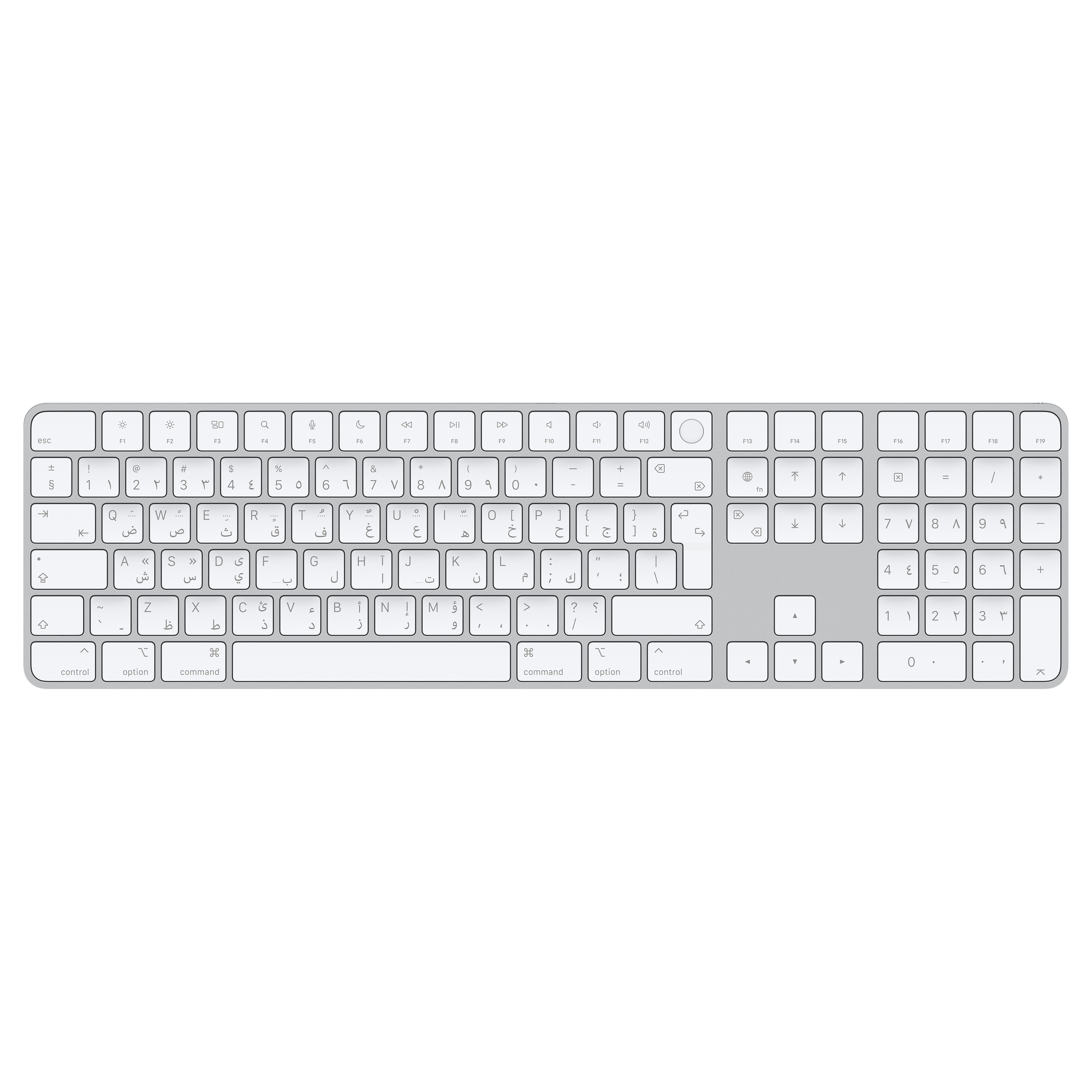 Image of Apple Magic keyboard USB + Bluetooth Arabic Aluminium, White
