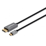 Manhattan USB-C to DisplayPort 1.4 Cable, 8K@60Hz, 3m, Male to Male, Black, Three Year Warranty, Polybag