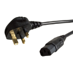 Videk UK Mains Plug (5A Fuse) to IEC (C13) Socket Black Cable 0.5Mtr