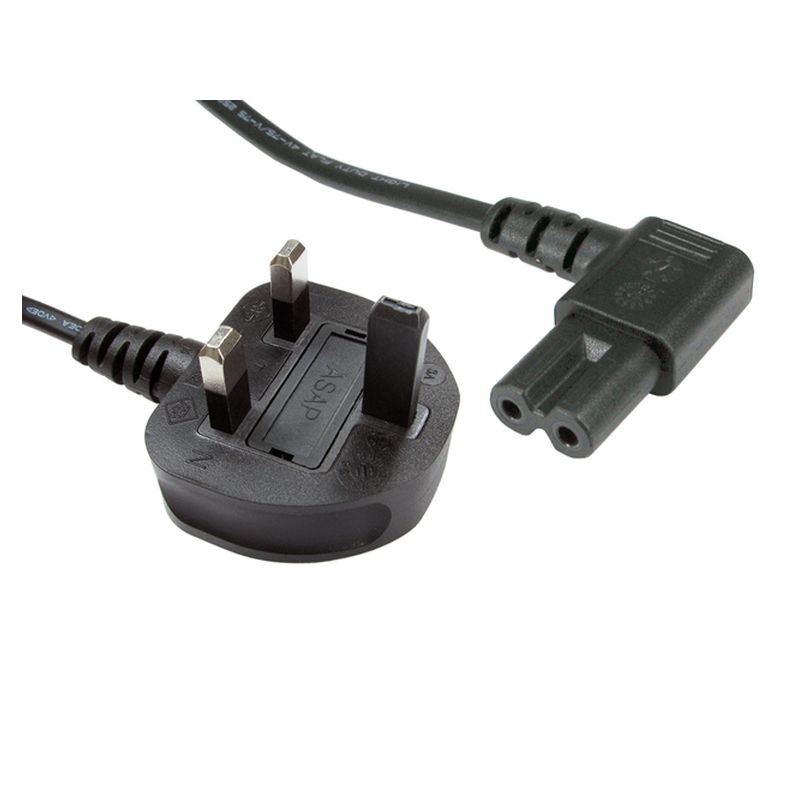 Image of FDL 2M UK MAINS CABLE - UK PLUG TO RIGHT ANGLED C7 (FIG. 8) CABL
