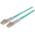 Intellinet Fiber Optic Patch Cable, OM3, LC/LC, 1m, Aqua, Duplex, Multimode, 50/125 µm, LSZH, Fibre, Lifetime Warranty, Polybag