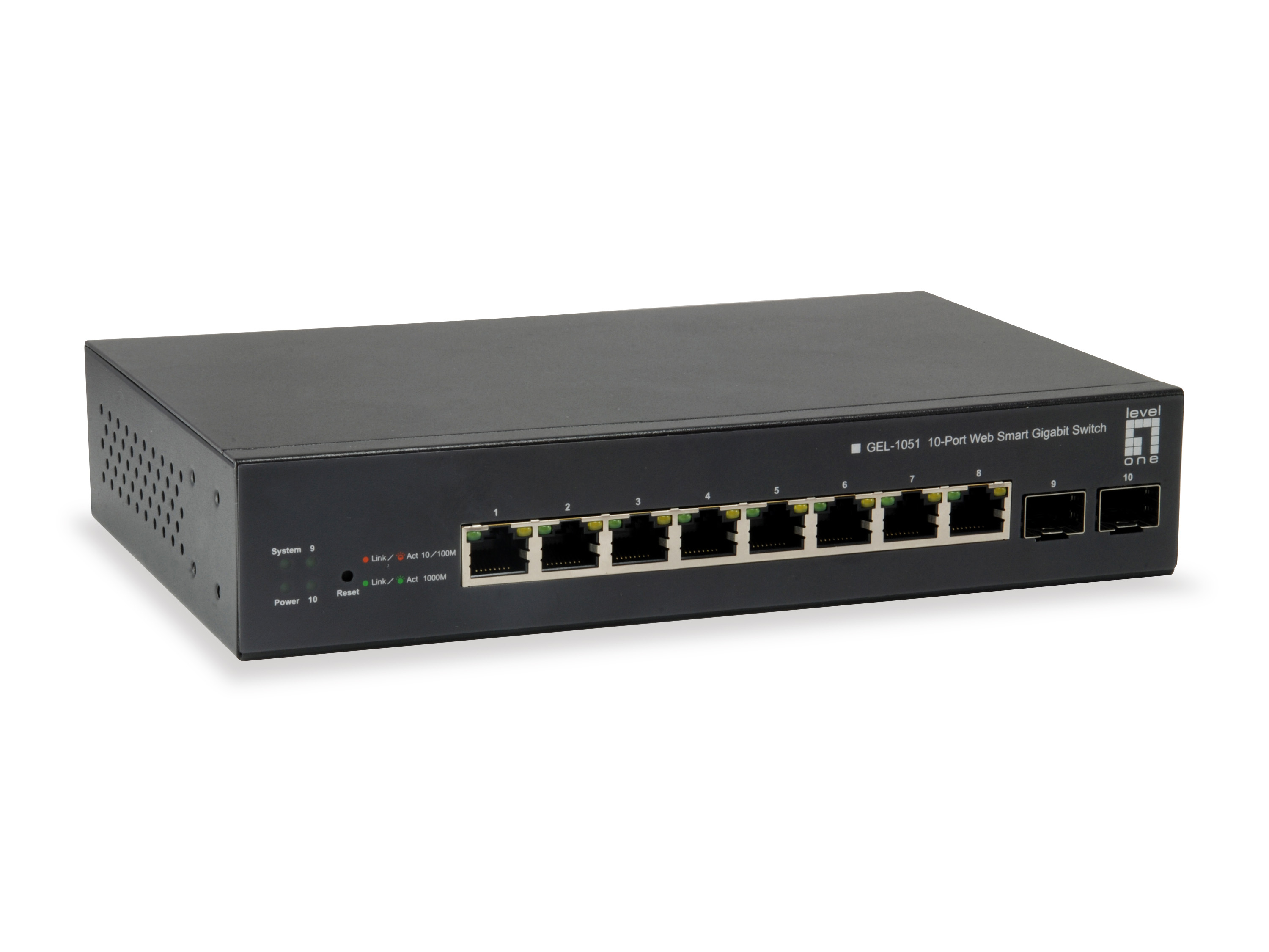 Image of LevelOne 10-Port Web Smart Gigabit PoE Switch, 8 PoE Outputs, 2 x...