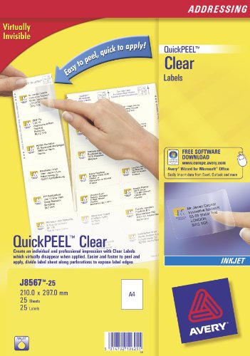 Image of Avery J8567-25 printer label Transparent